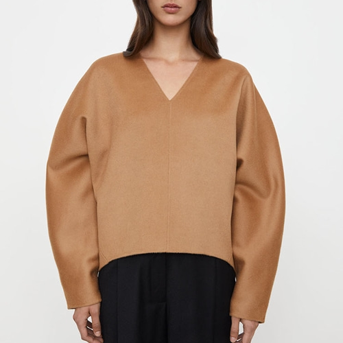 [TOTEME]V-neck brushed wool-blend sweater