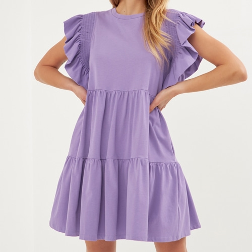 [ENGLISH FACTORY]Ruffled Mini Dress_PURPLE